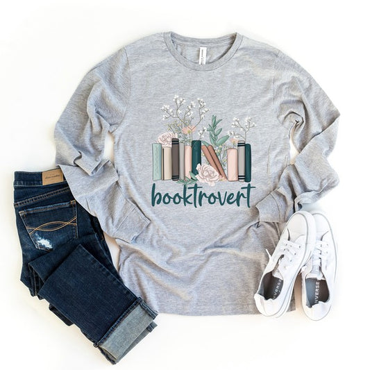 Booktrovert Floral Long Sleeve Graphic Tee