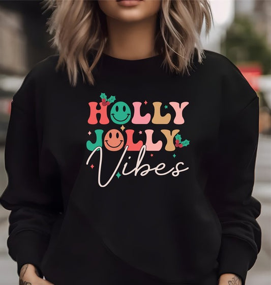 Holly Jolly Vibes Cozy Crewneck Sweatshirt