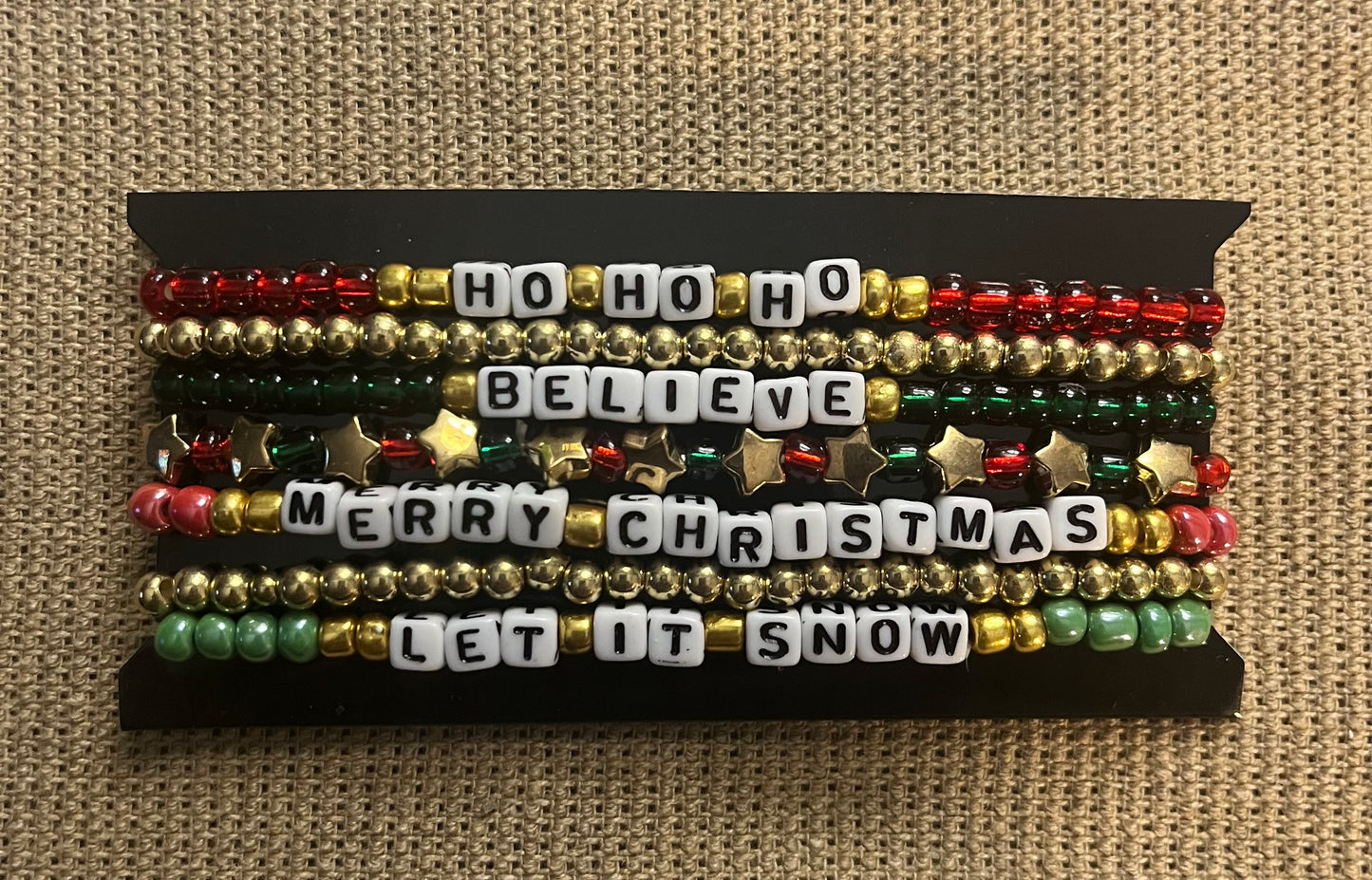 7 bead strand holiday bracelet