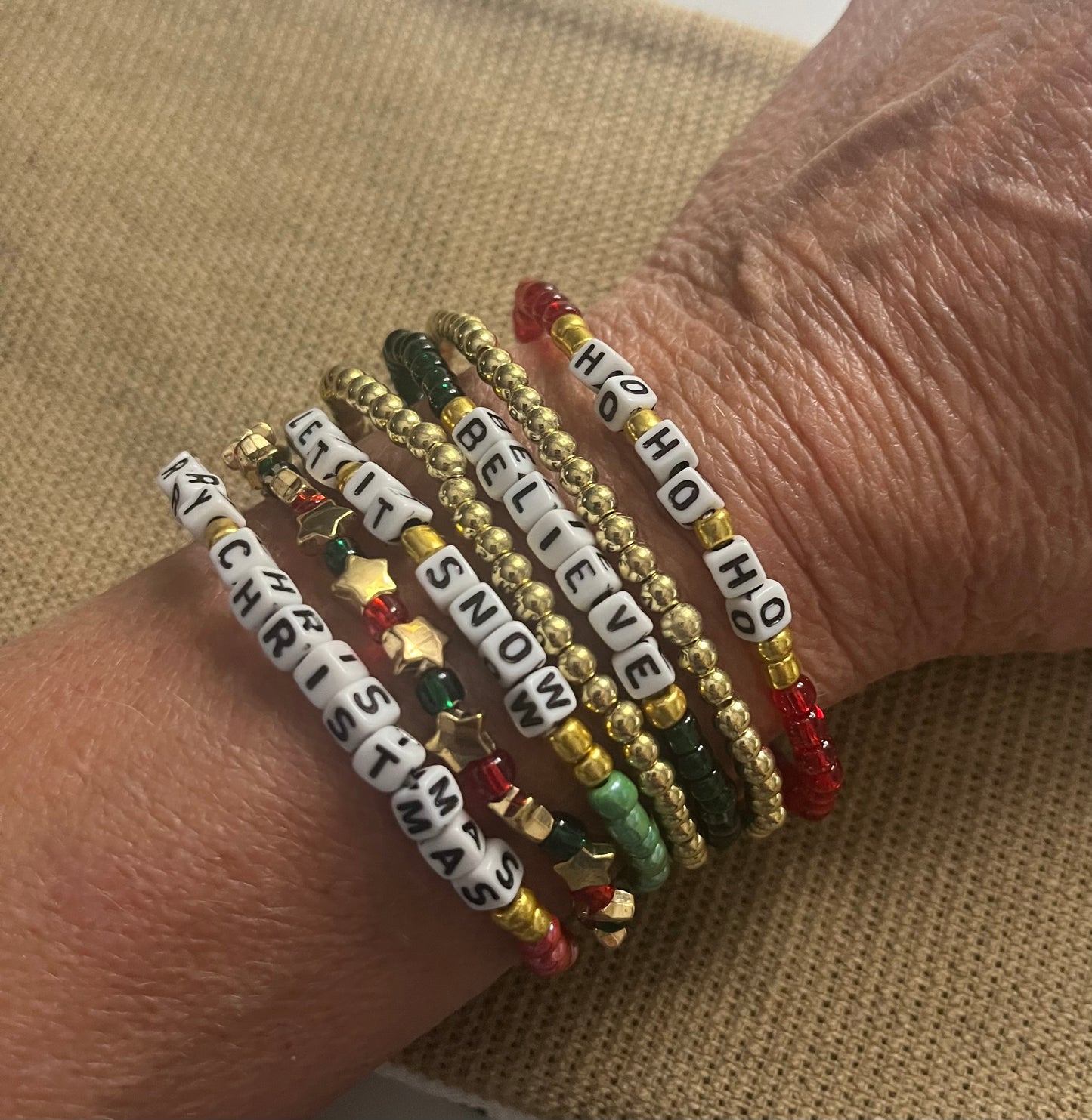 7 bead strand holiday bracelet