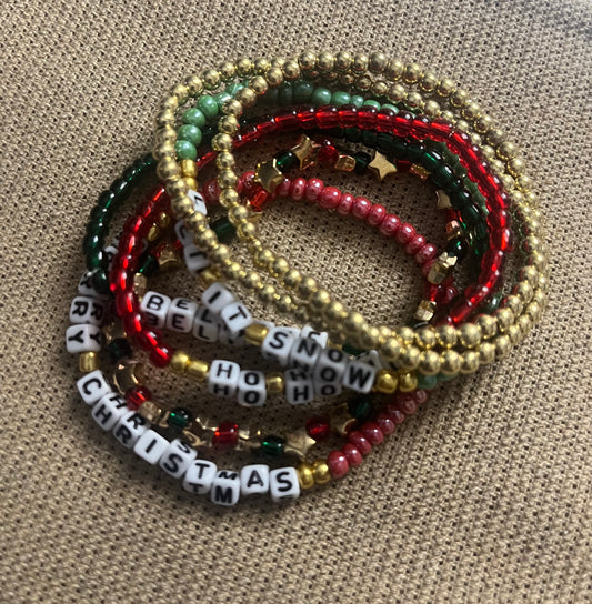 7 bead strand holiday bracelet