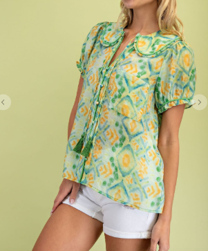 Apple Green Blouse with Tassel @ Rustic Fox