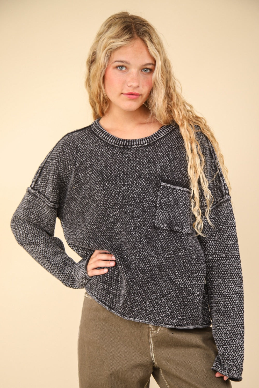 Mineral Washed Exposed Seam Sweater