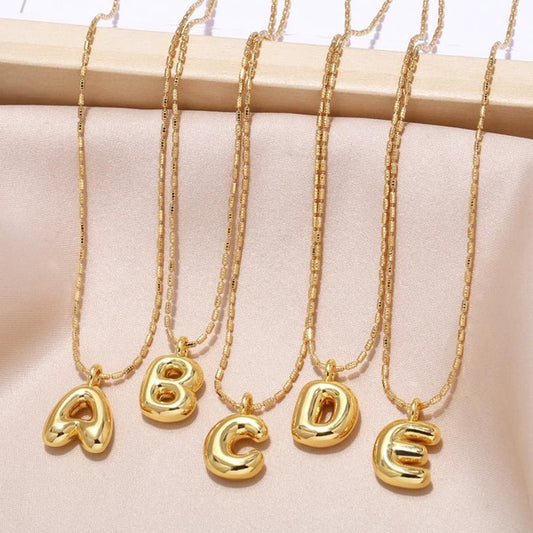 Water Drop Bubble Letter Initial Letter Necklace