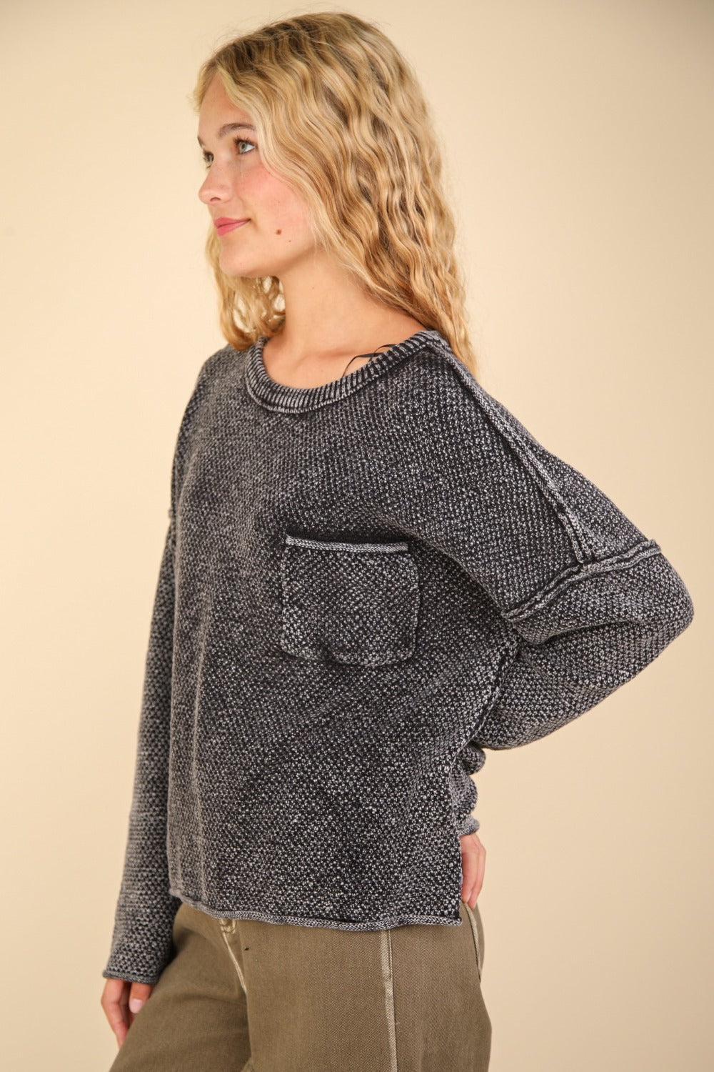 Mineral Washed Exposed Seam Sweater