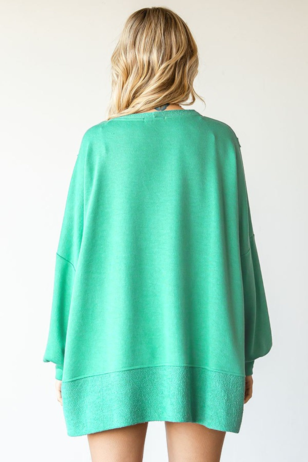 Exposed Seam Round Neck Dropped Shoulder Sweatshirt