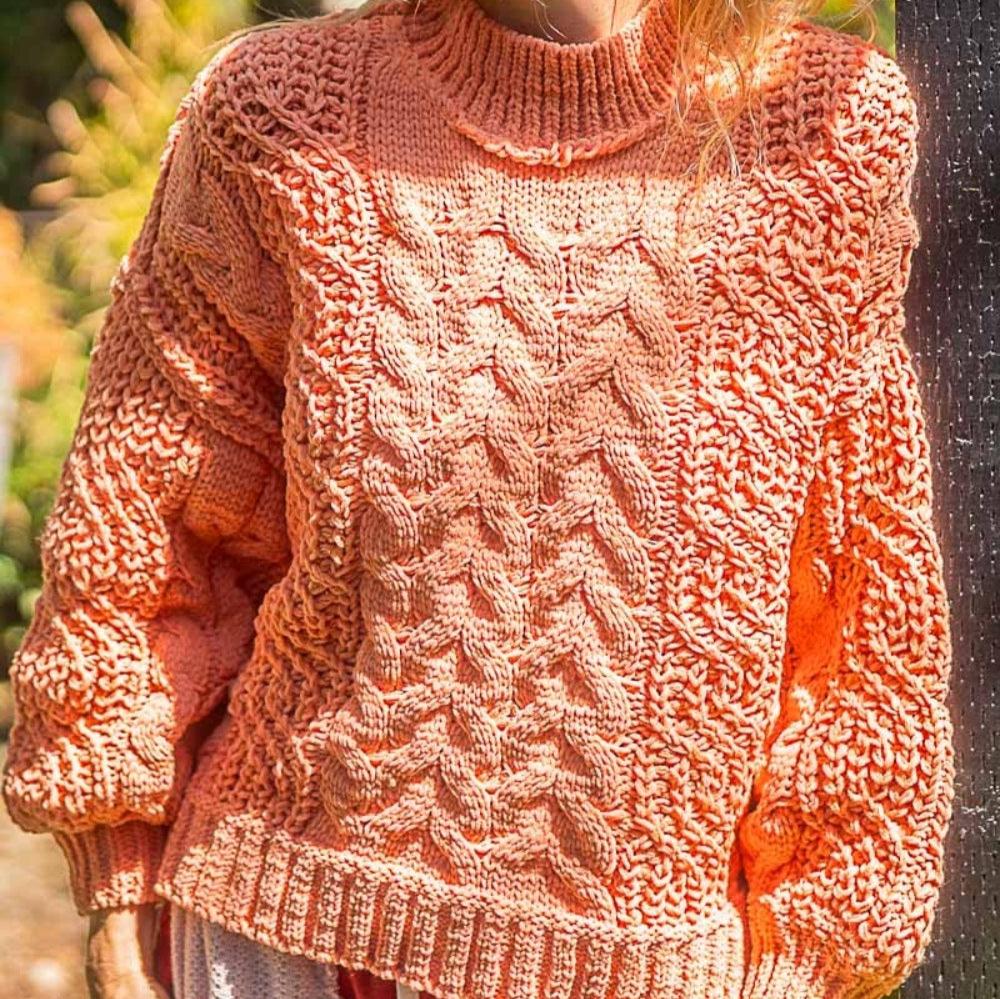 POL Mock Neck Cable Knit Sweater