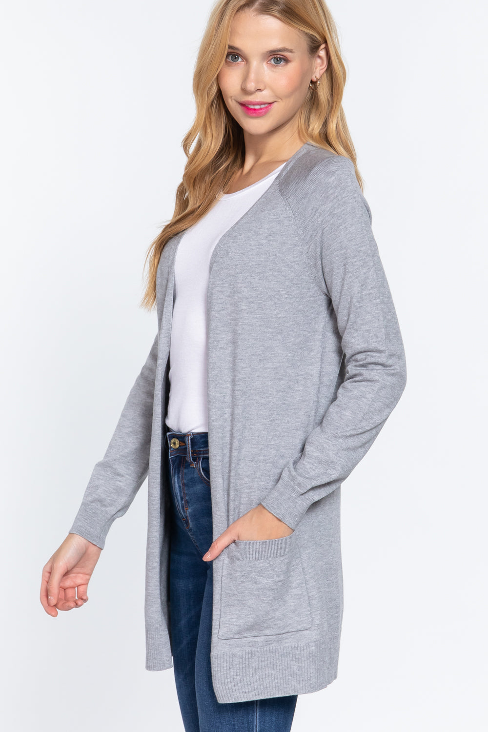 Open Front Long Sleeve Cardigan